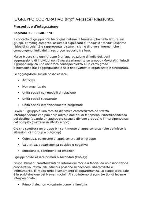 il gruppo cooperativo prospettive d'integrazione versace riassunto|Il gruppo cooperativo. Prospettive di integrazione : Versace .